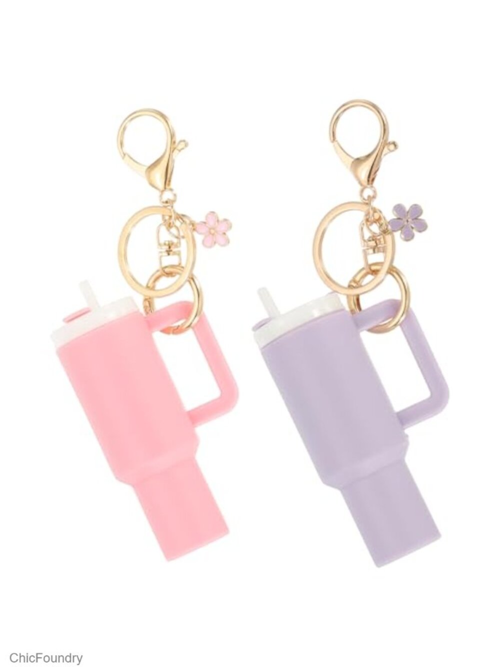Mini Tumbler Keychain Lip Balm Holder Plastic Metal Cup Charm Purse